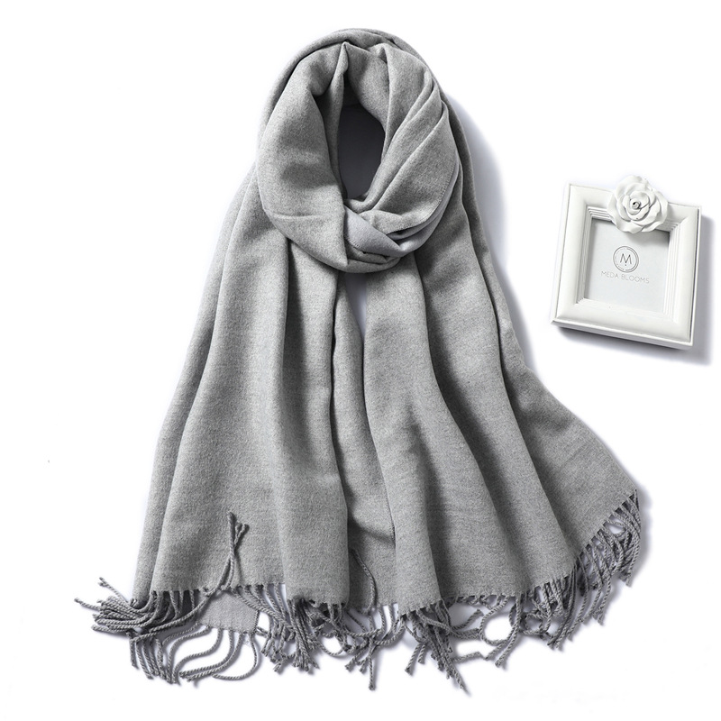 Winter thick solid color cashmere scarf