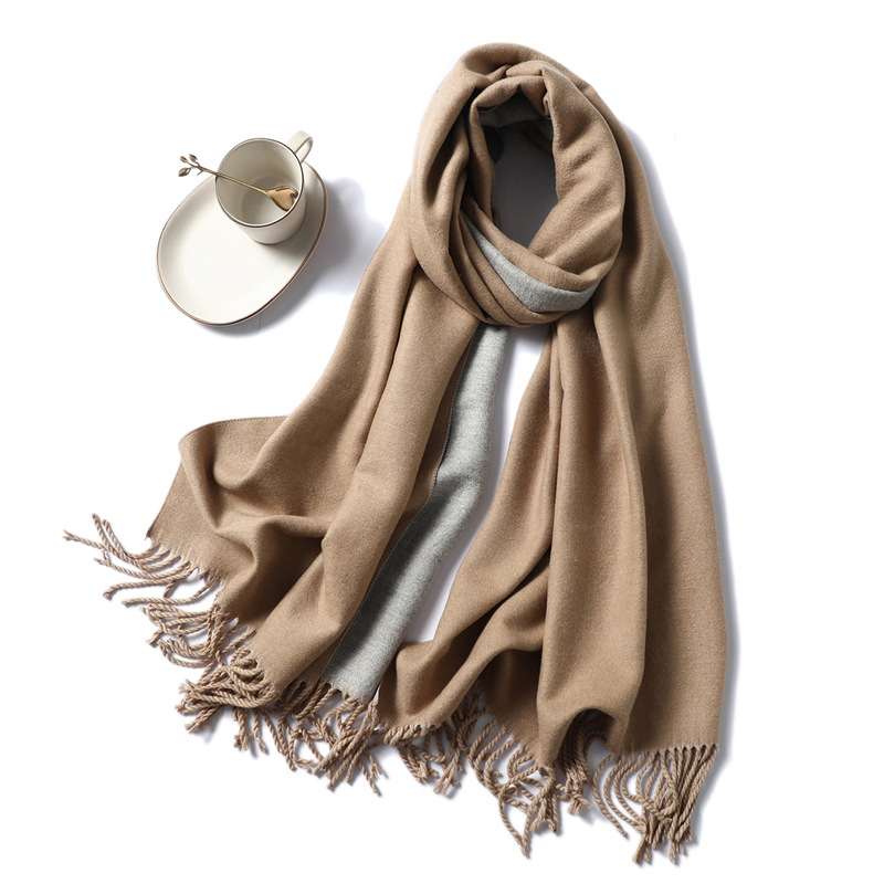 Winter thick solid color cashmere scarf