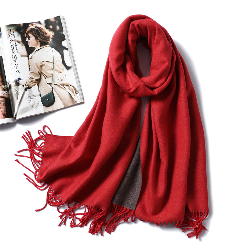 Winter thick solid color cashmere scarf