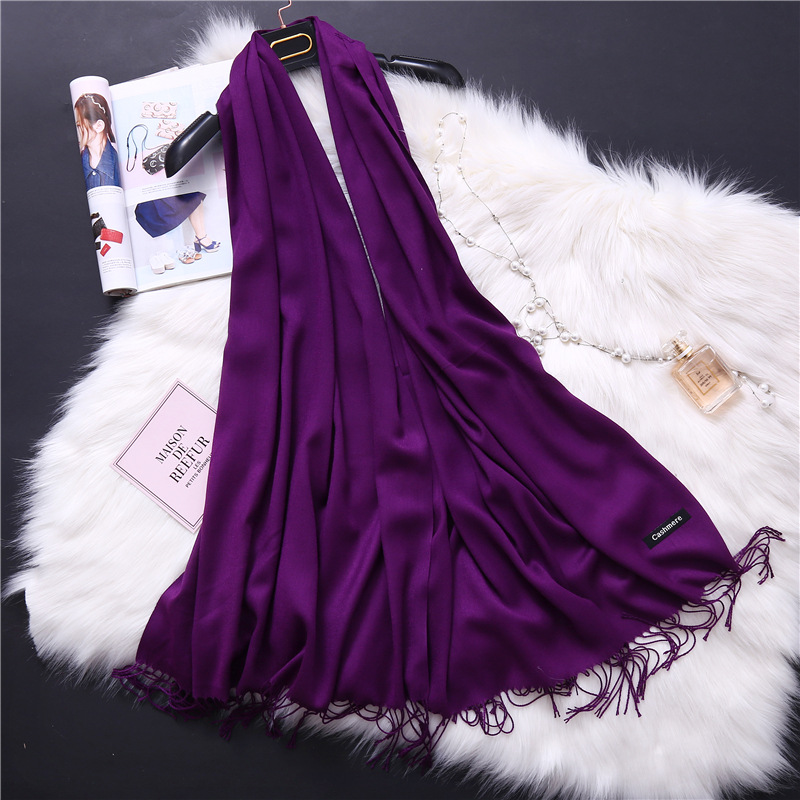 Pure cashmere scarf fringed shawl