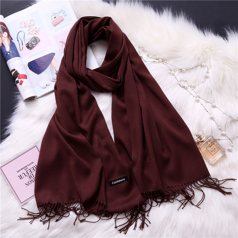Pure cashmere scarf fringed shawl