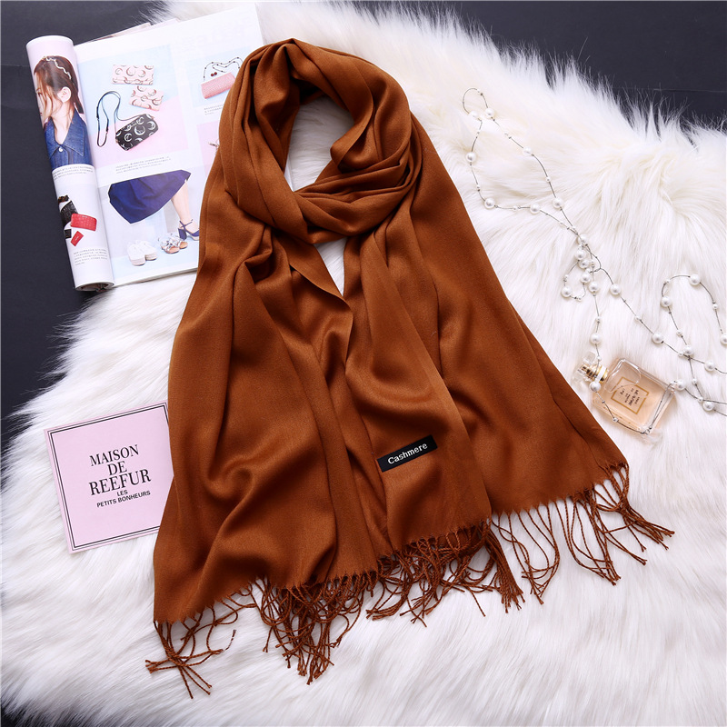Pure cashmere scarf fringed shawl