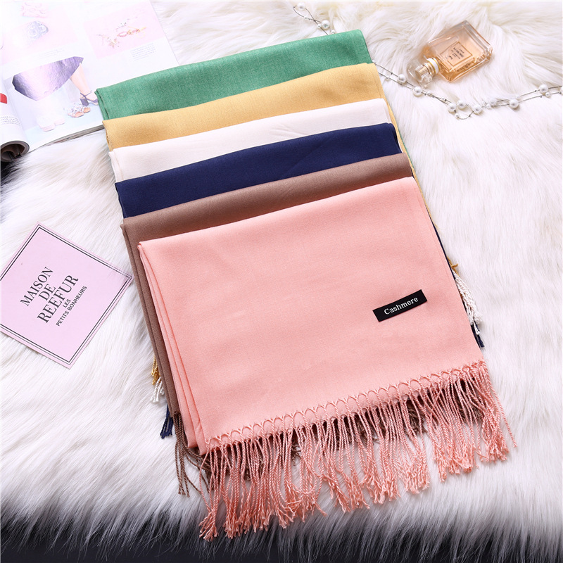 Pure cashmere scarf fringed shawl
