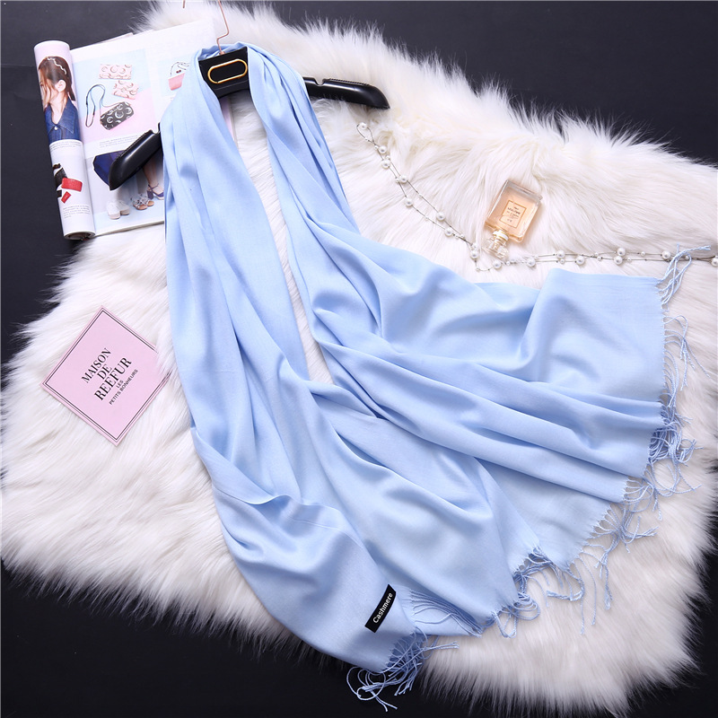 Pure cashmere scarf fringed shawl