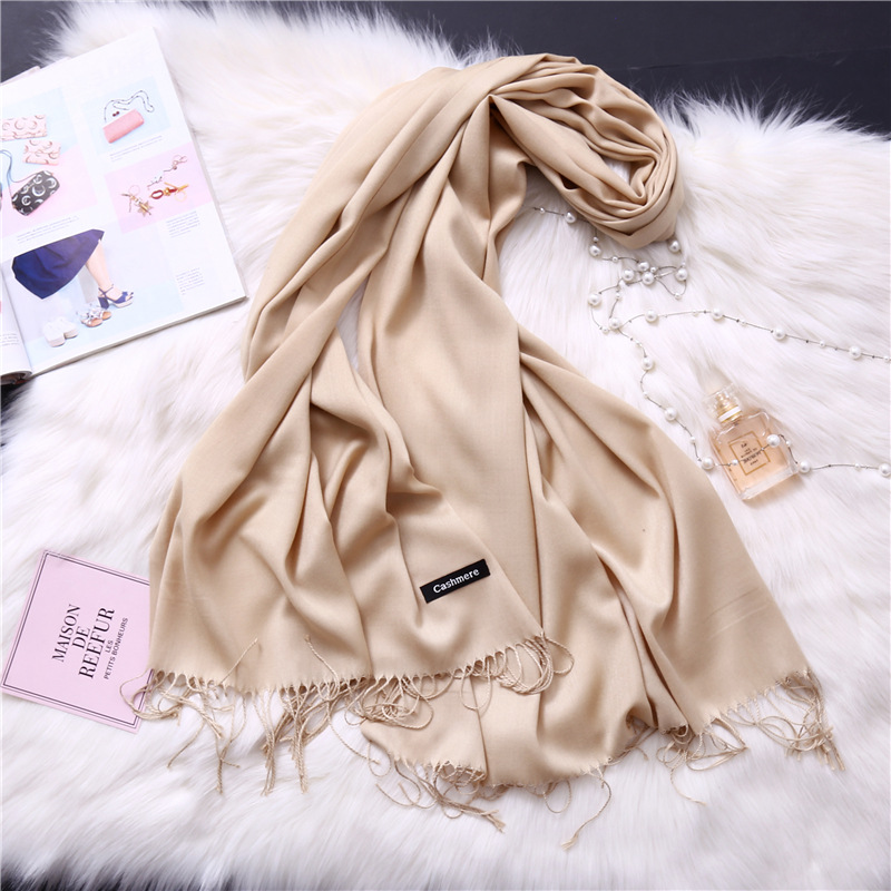 Pure cashmere scarf fringed shawl