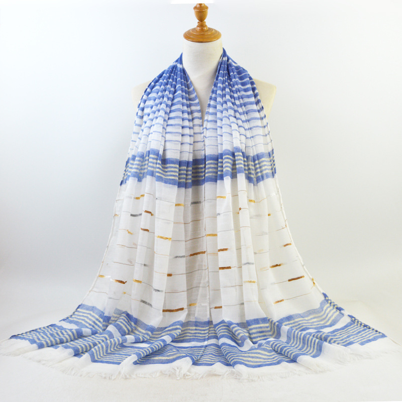 Cotton gold thread striped scarf wholesale