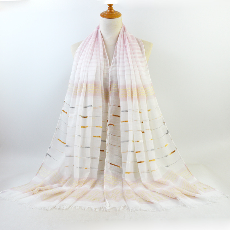 Cotton gold thread striped scarf wholesale
