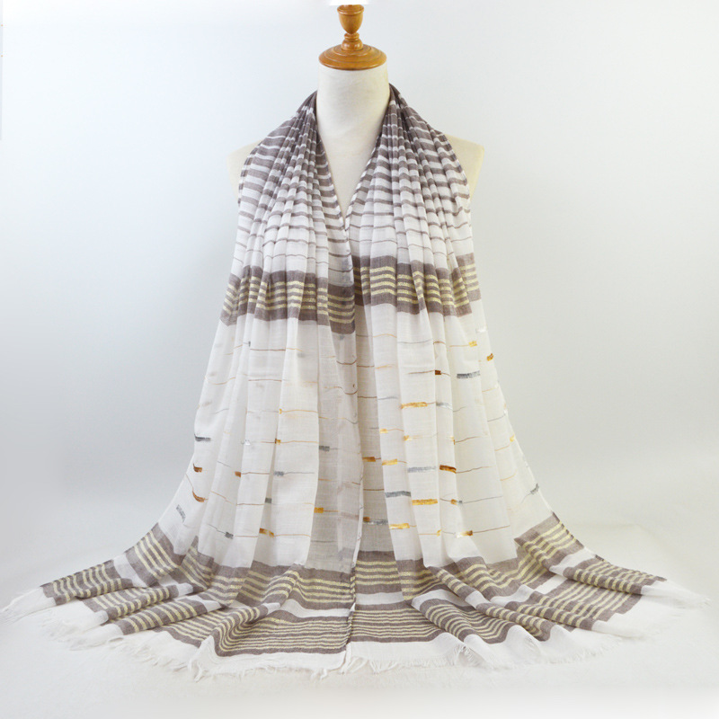 Cotton gold thread striped scarf wholesale
