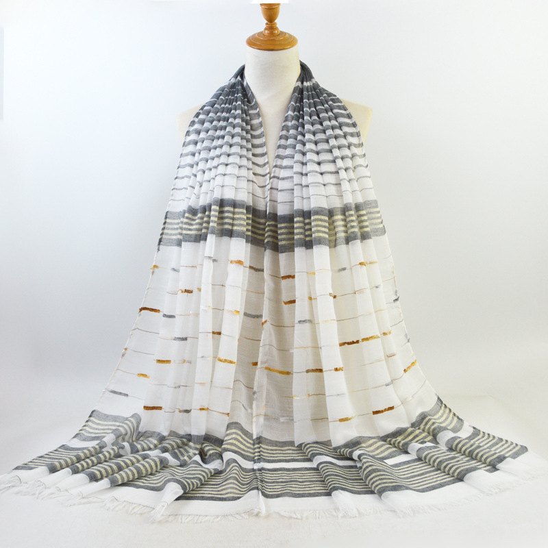 Cotton gold thread striped scarf wholesale