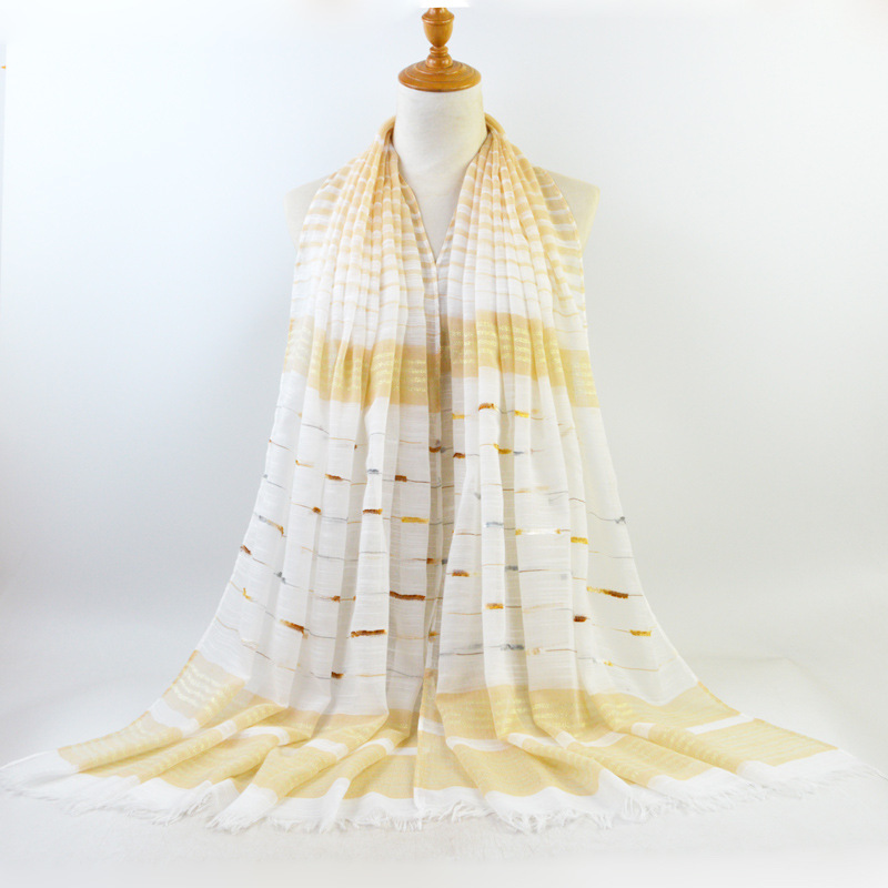 Cotton gold thread striped scarf wholesale