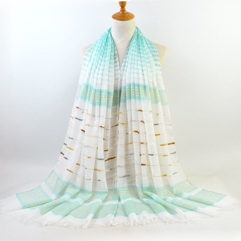 Cotton gold thread striped scarf wholesale