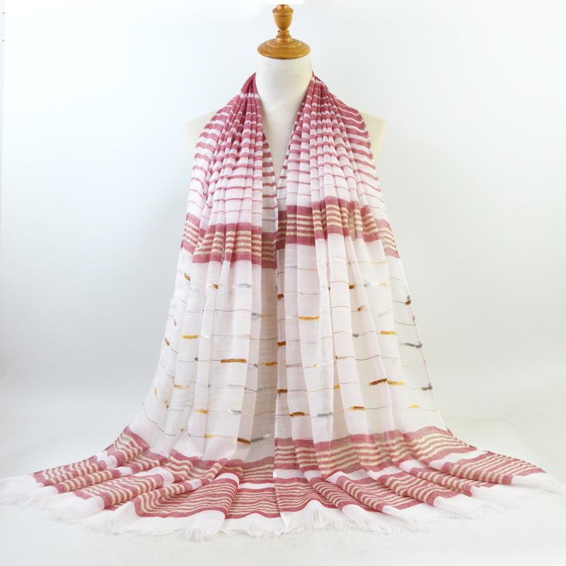 Cotton gold thread striped scarf wholesale