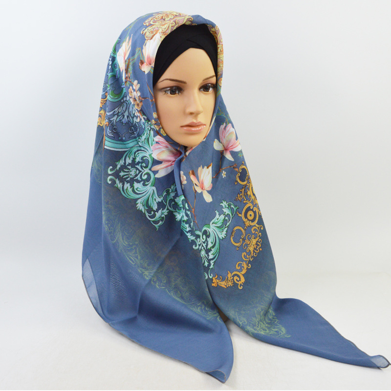 Printed cotton linen square scarf wholesale