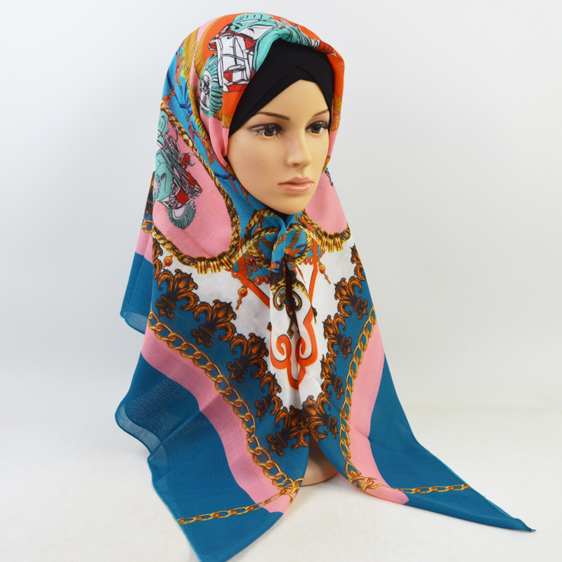 Printed cotton linen square scarf wholesale