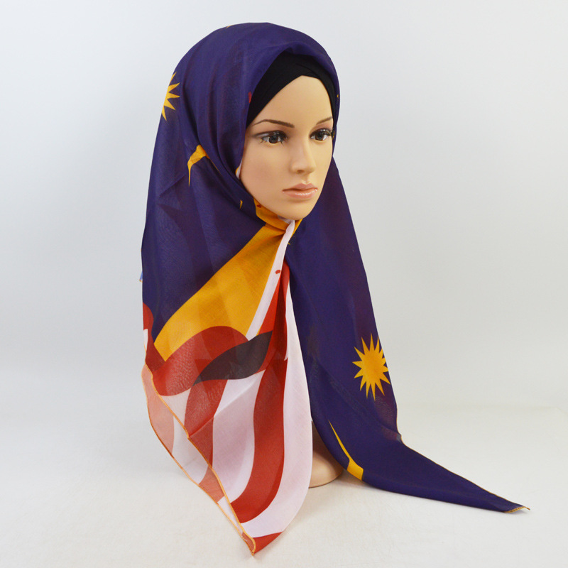 Printed cotton linen square scarf wholesale