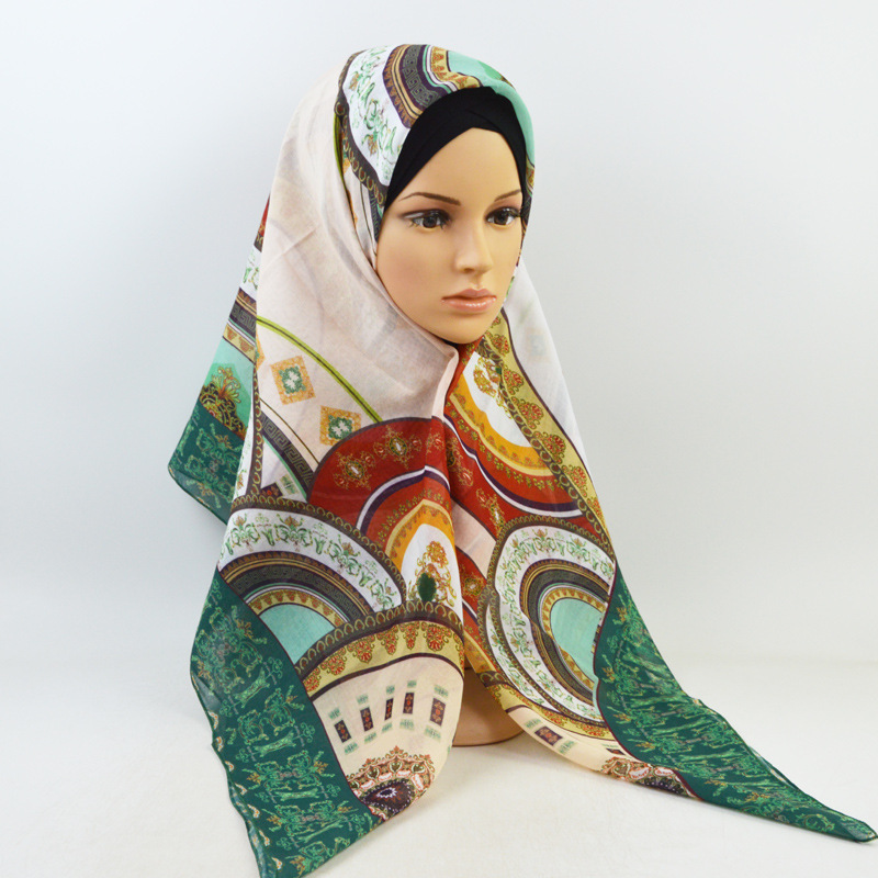 Printed cotton linen square scarf wholesale