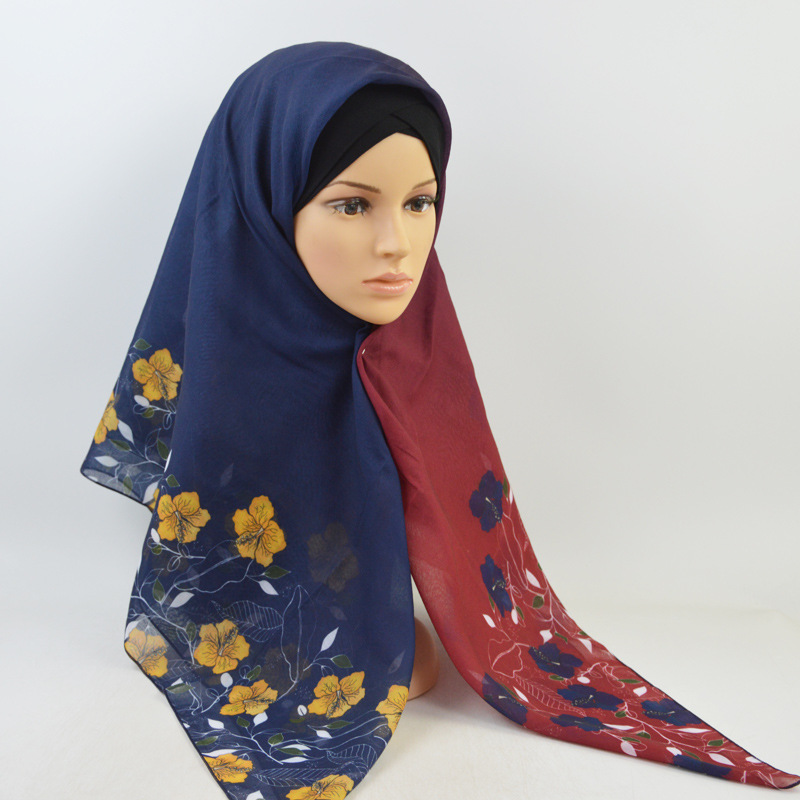 Printed cotton linen square scarf wholesale