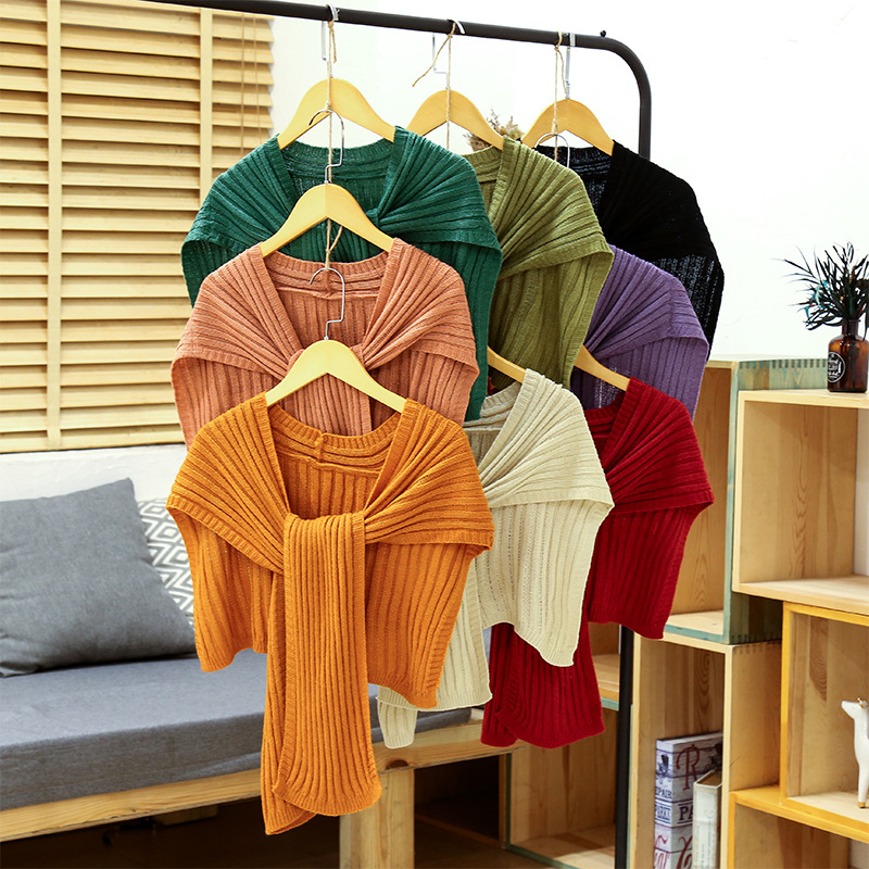 Knitted knotted printing shawl wholesale