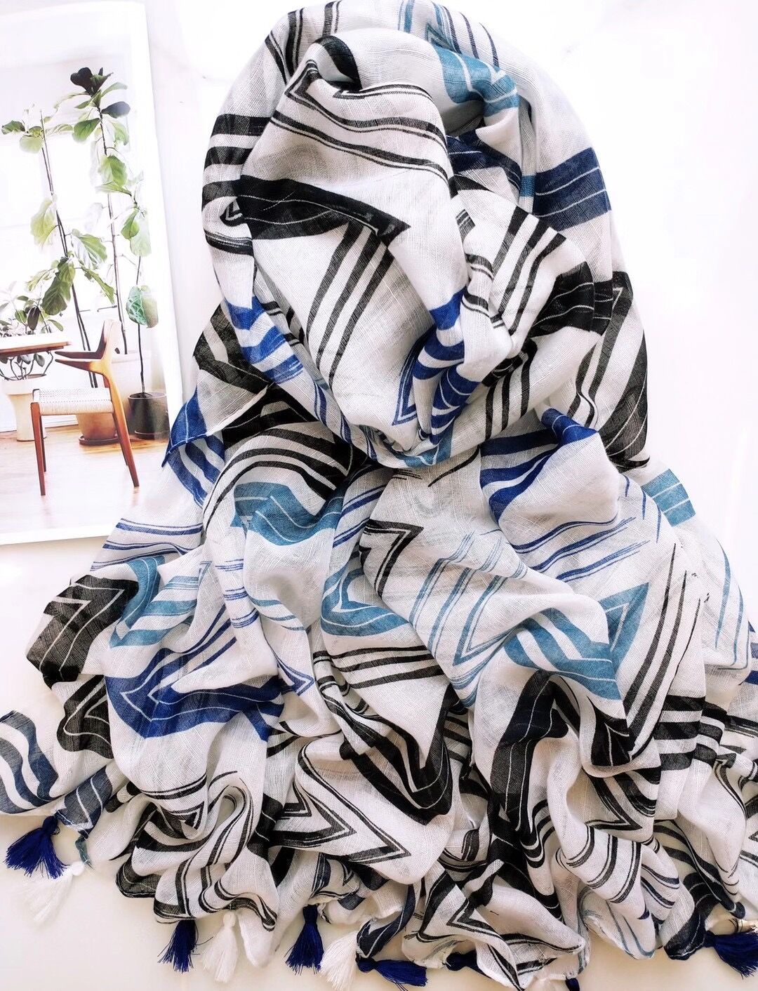 Long cotton print scarf wholesale
