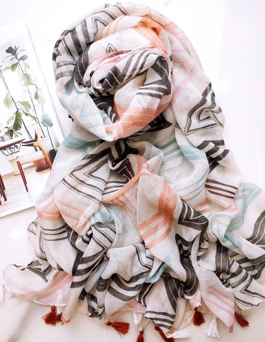 Long cotton print scarf wholesale