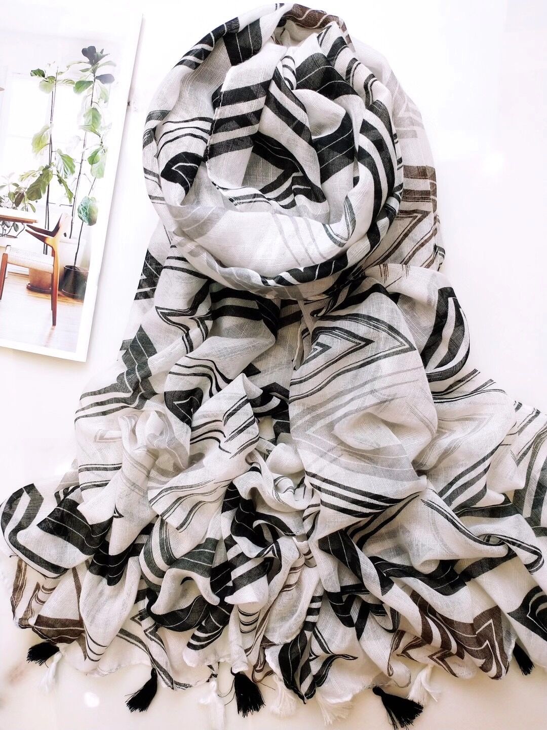 Long cotton print scarf wholesale