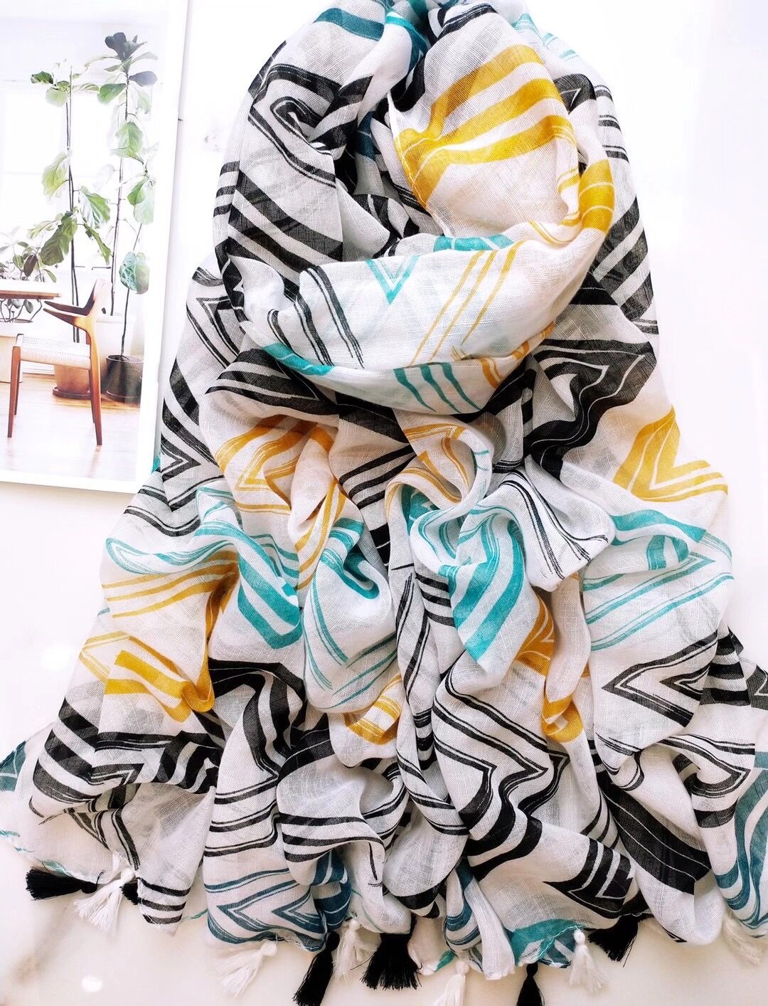 Long cotton print scarf wholesale