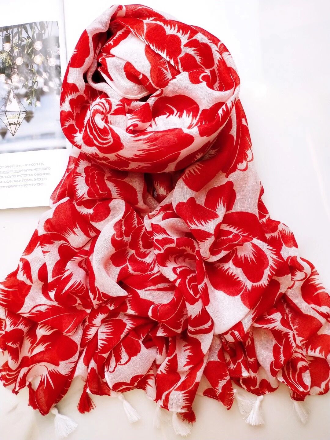 Long fringed embroidery scarf wholesale