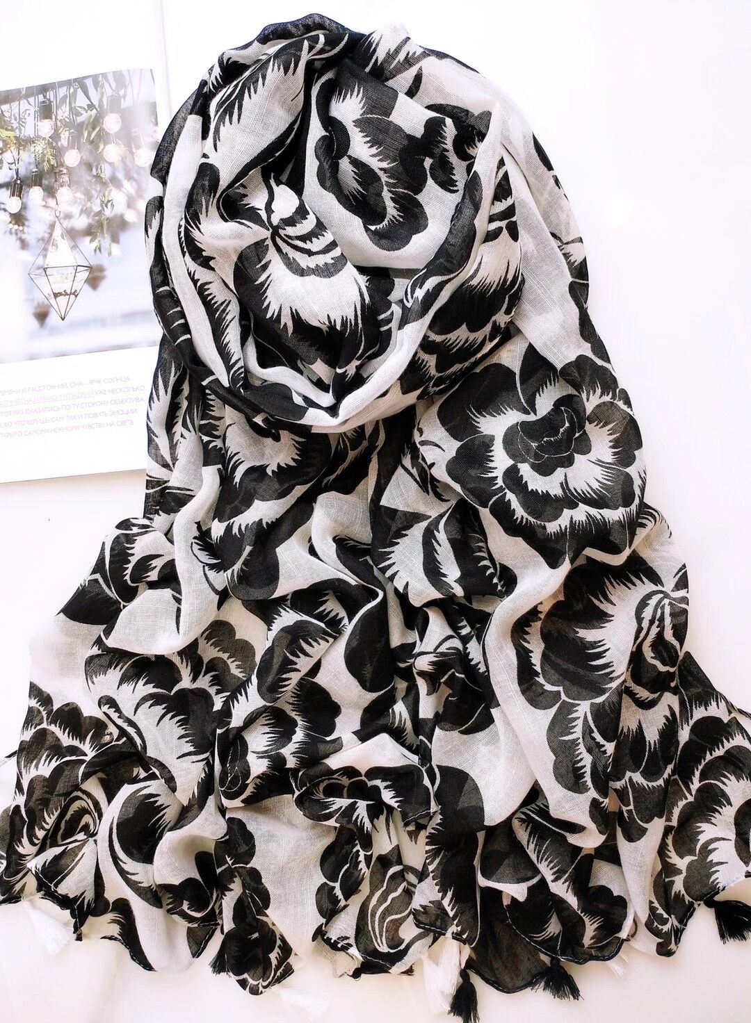 Long fringed embroidery scarf wholesale