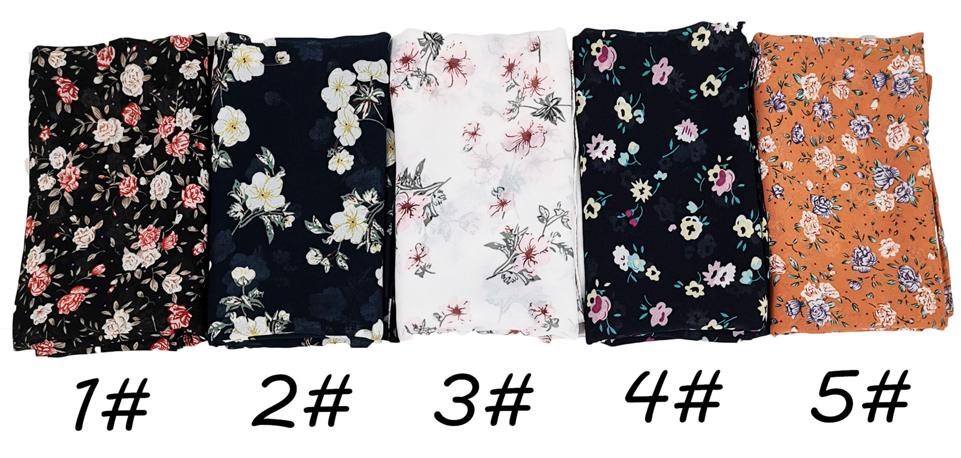 Flower embellished pearl chiffon scarf