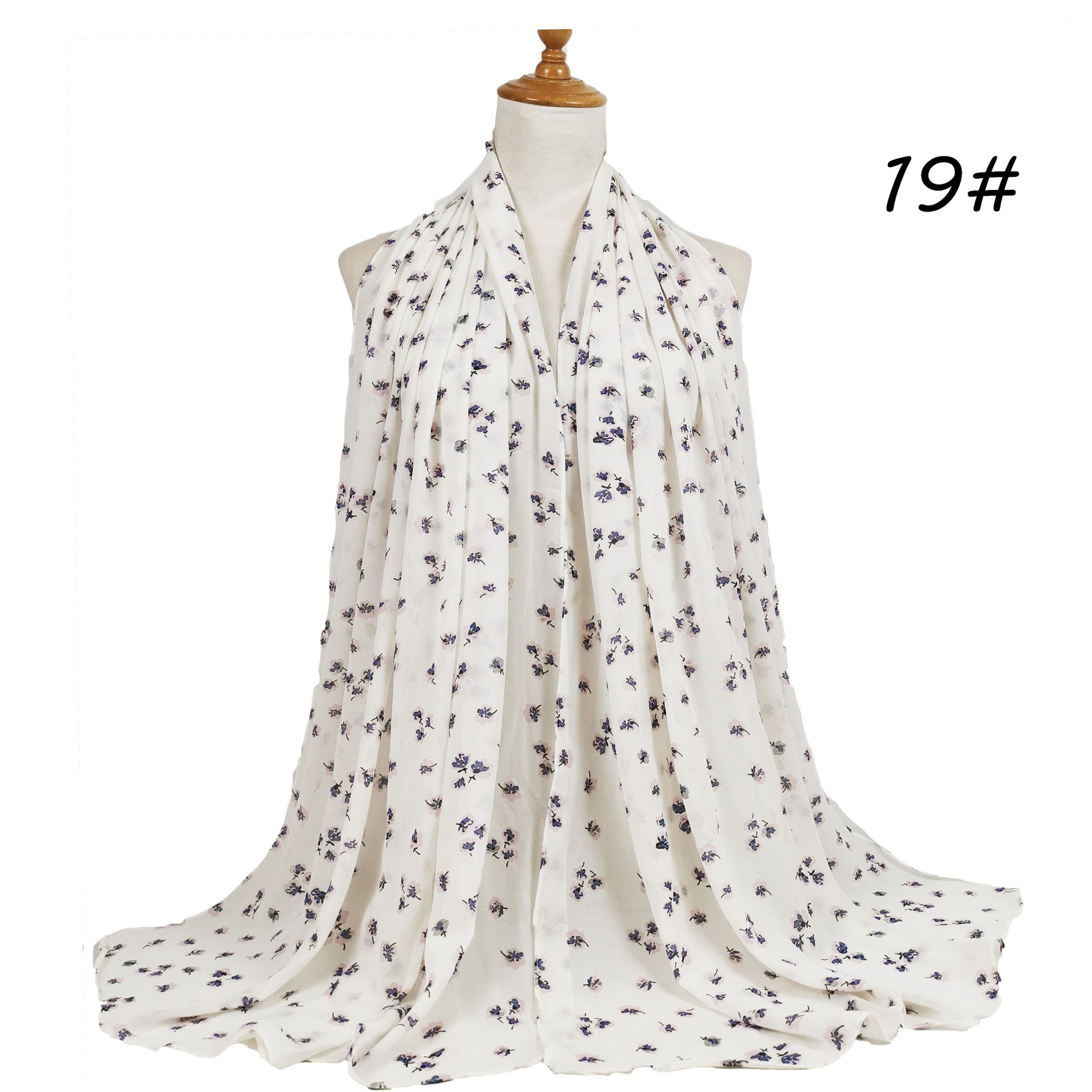Flower embellished pearl chiffon scarf
