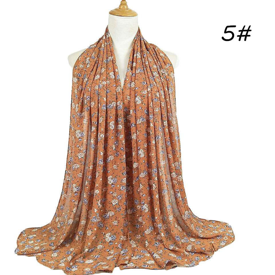 Flower embellished pearl chiffon scarf