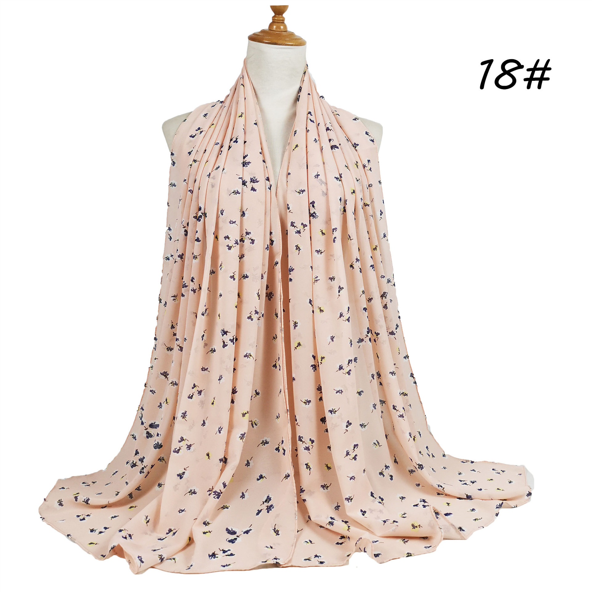 Flower embellished pearl chiffon scarf