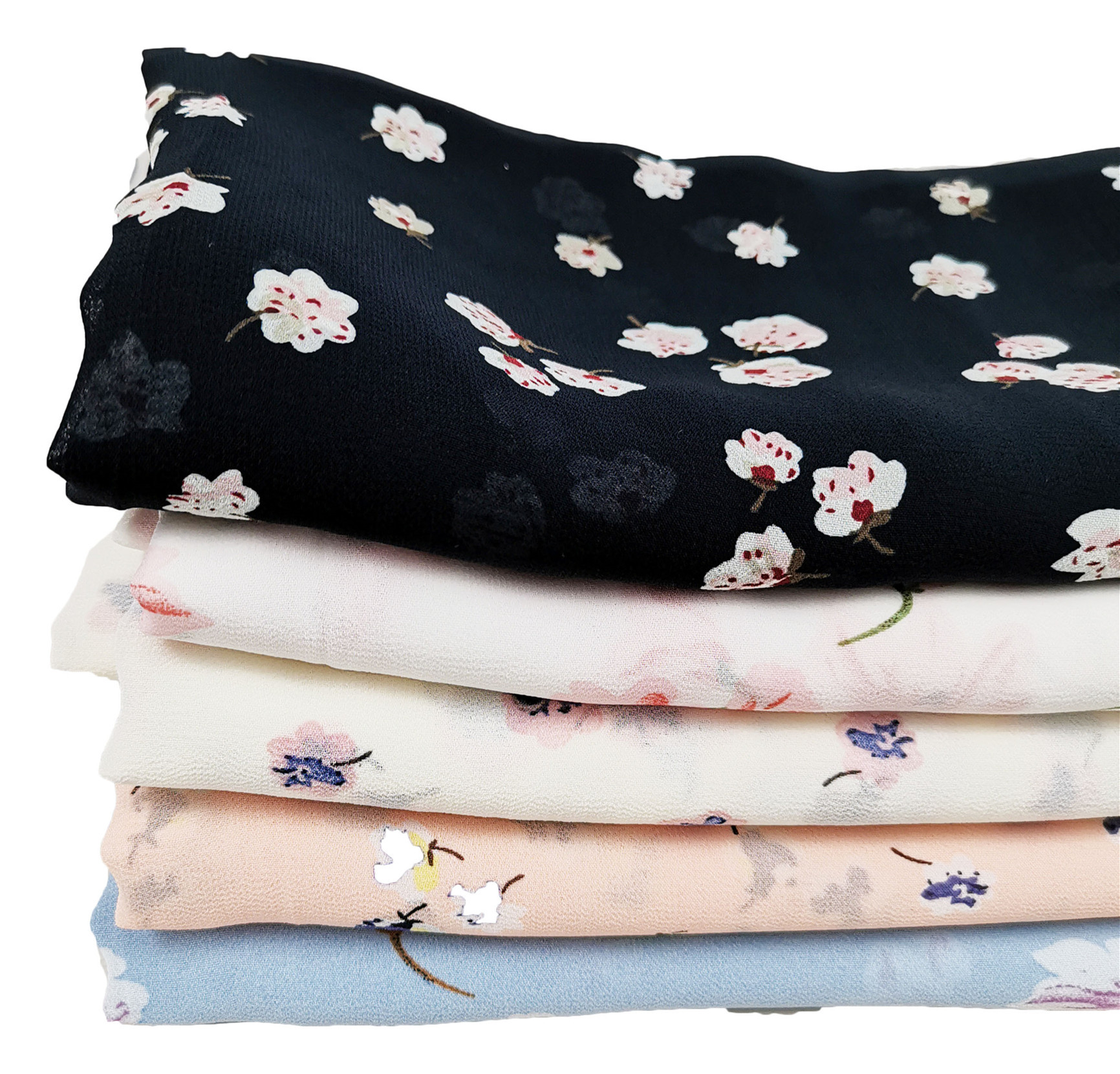 Flower embellished pearl chiffon scarf