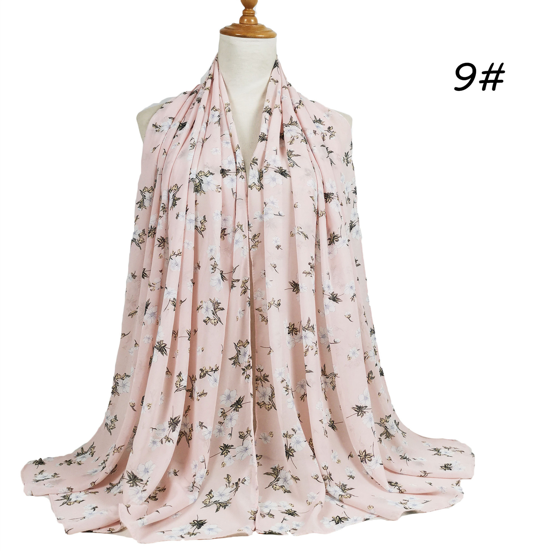 Flower embellished pearl chiffon scarf