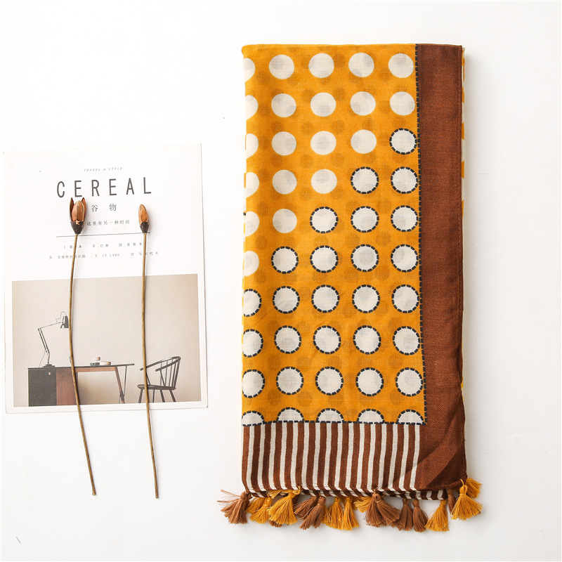 Circle stitching cotton linen scarf wholesale