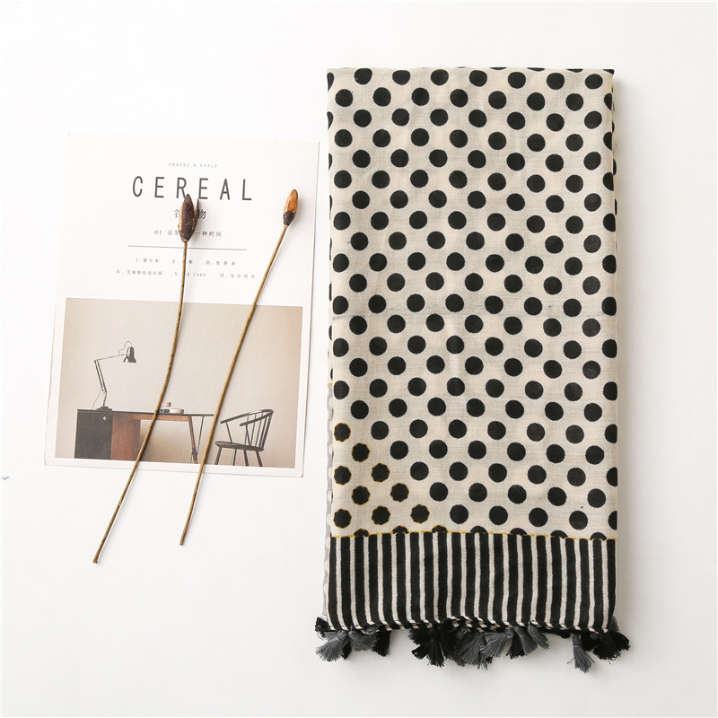 Circle stitching cotton linen scarf wholesale