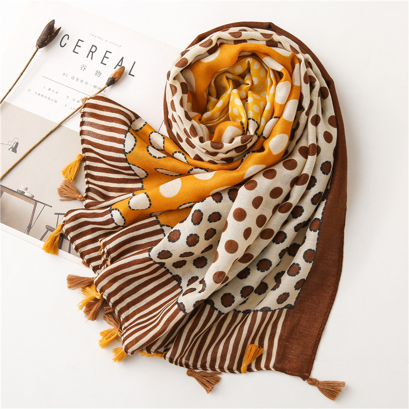 Circle stitching cotton linen scarf wholesale