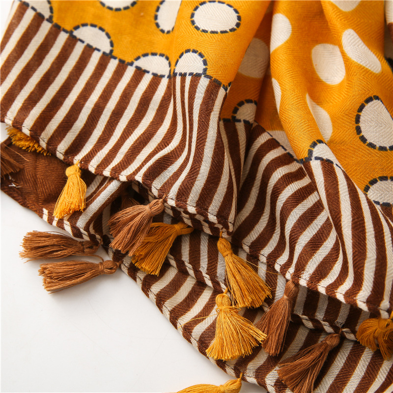 Circle stitching cotton linen scarf wholesale