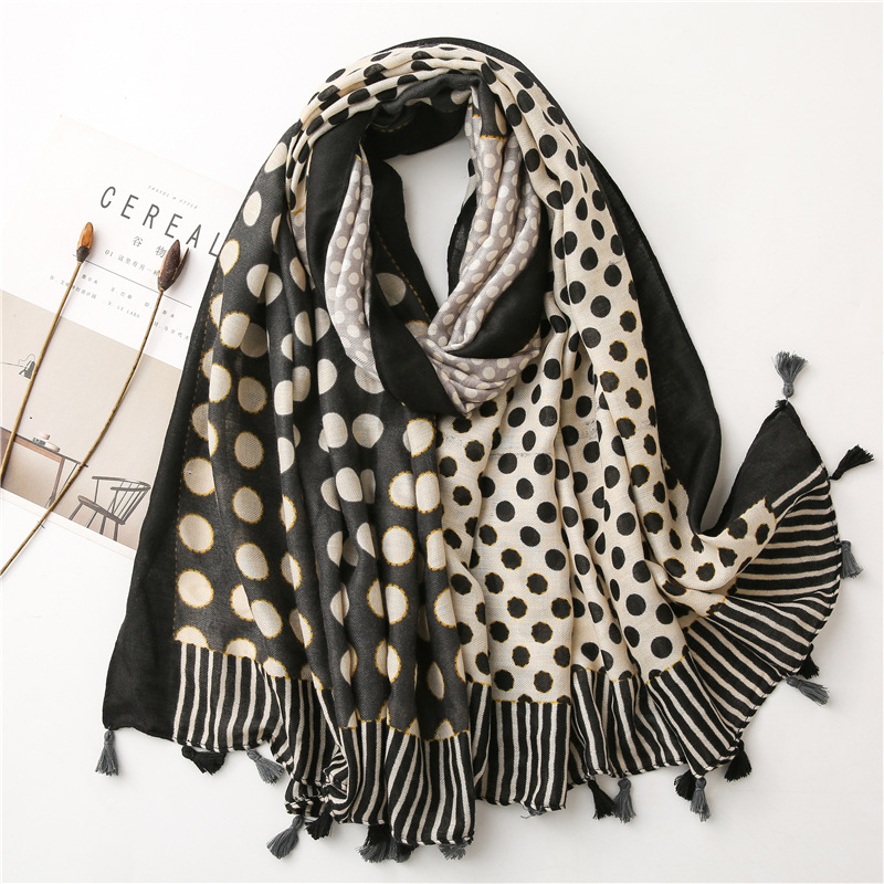 Circle stitching cotton linen scarf wholesale