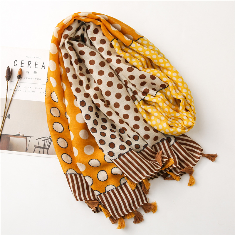 Circle stitching cotton linen scarf wholesale
