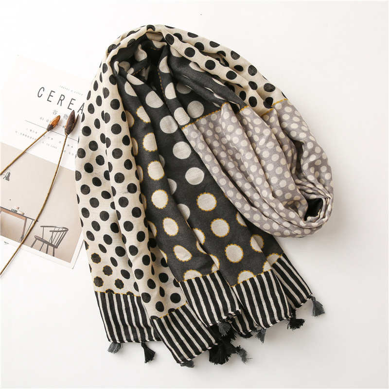 Circle stitching cotton linen scarf wholesale