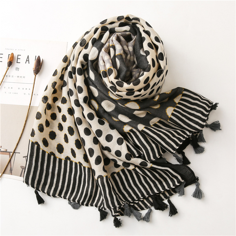 Circle stitching cotton linen scarf wholesale