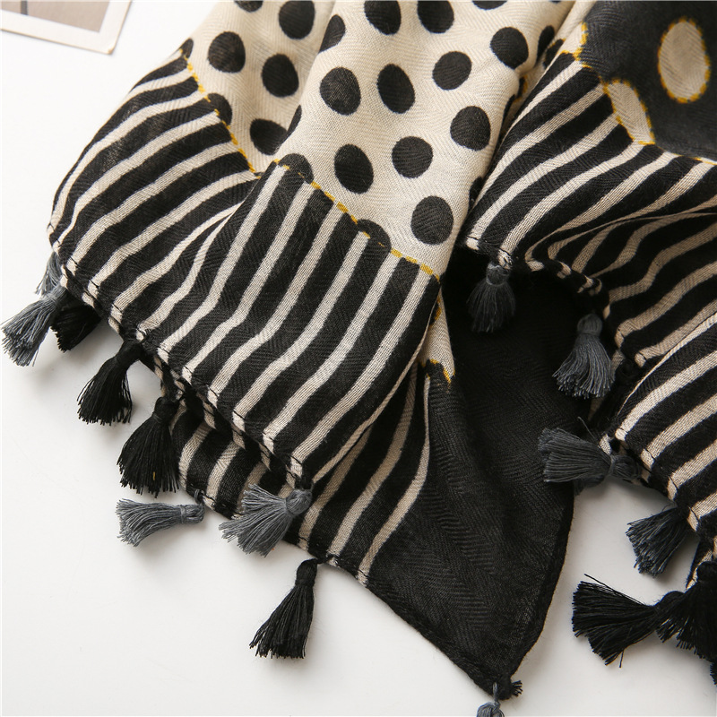 Circle stitching cotton linen scarf wholesale