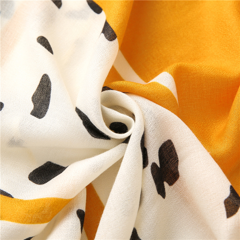 Cotton yellow cow striped shawl