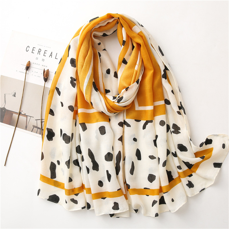 Cotton yellow cow striped shawl
