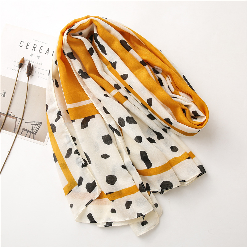 Cotton yellow cow striped shawl