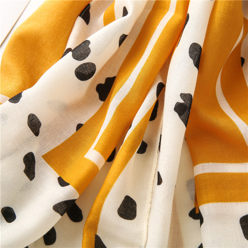 Cotton yellow cow striped shawl