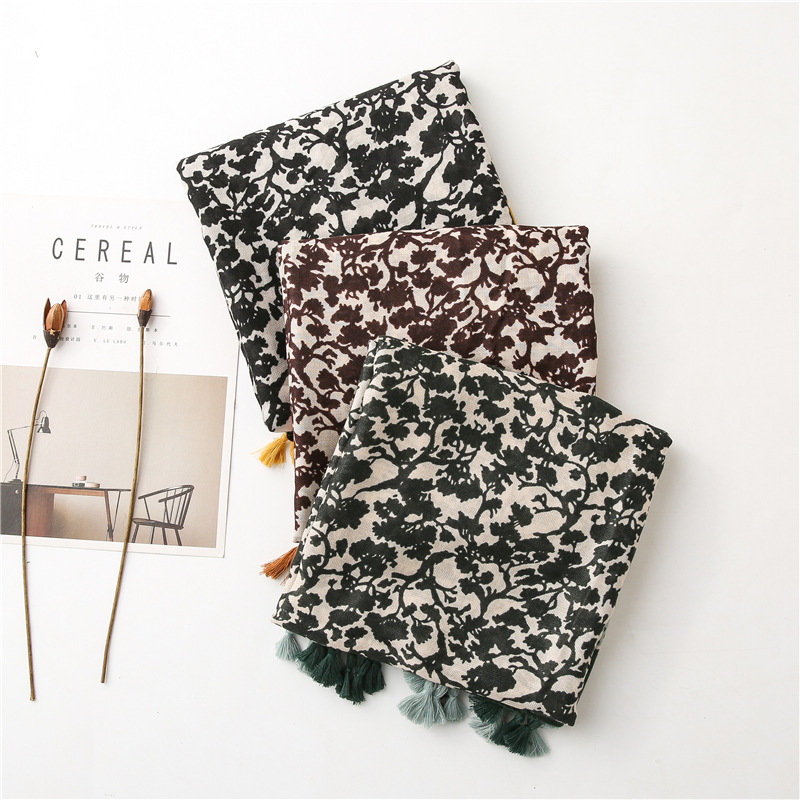 Lotus pond printed twill scarf wholesale