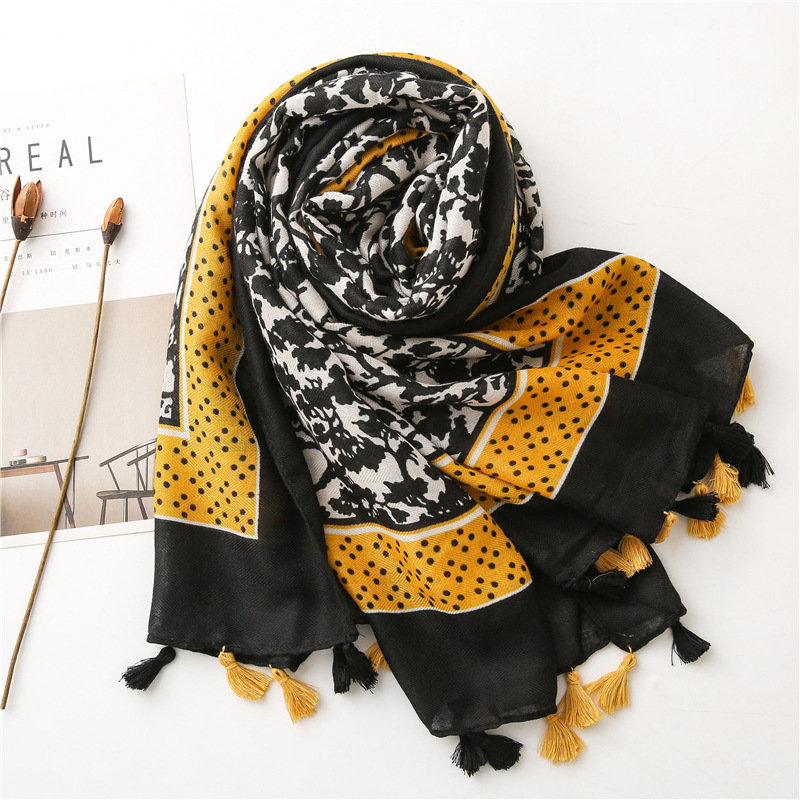 Lotus pond printed twill scarf wholesale