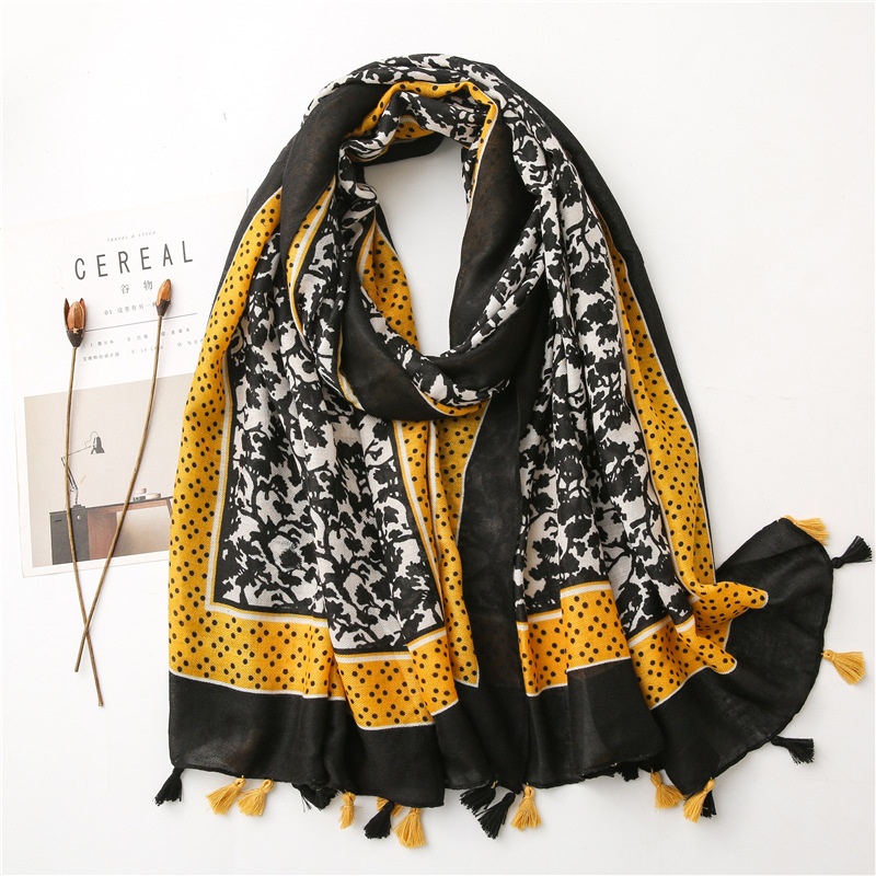 Lotus pond printed twill scarf wholesale